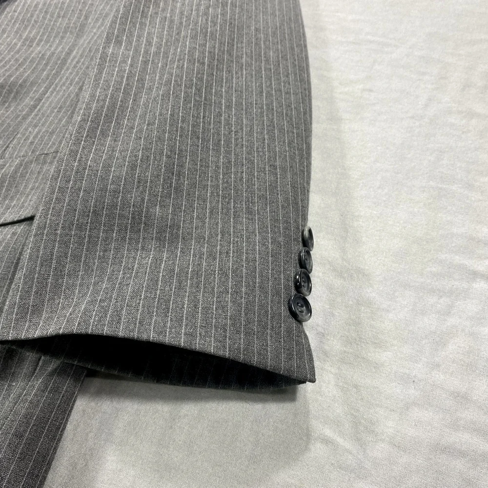 VINTAGE Kuppenheimer Blazer Mens 44R Gray Striped Wool Suit‎ Jacket Sport Coat